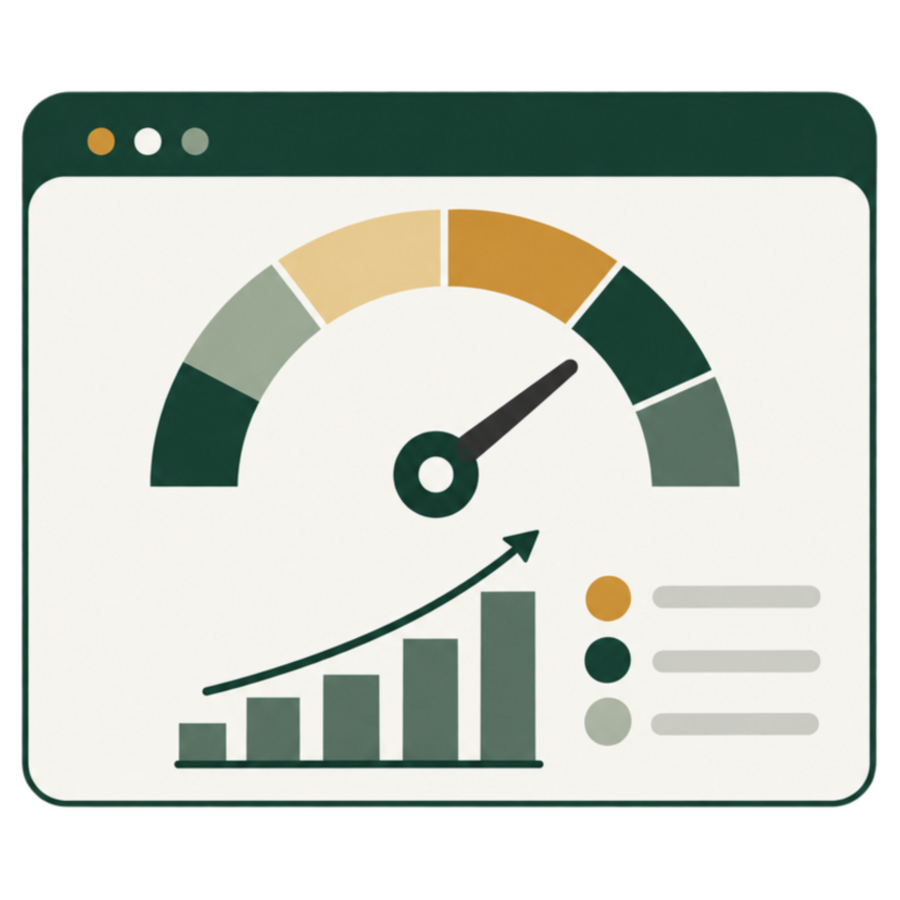 Monitoring dashboard illustrating progress and evidence